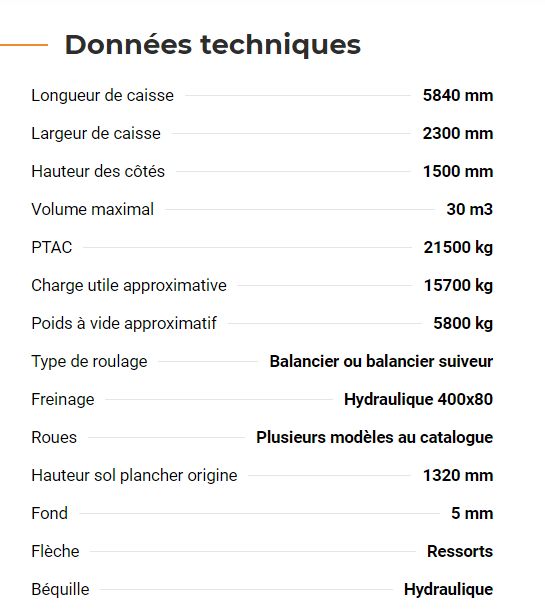 Rollfarm 5830, benne agricole avec bandeau supérieur fermé pour protection et stabilité