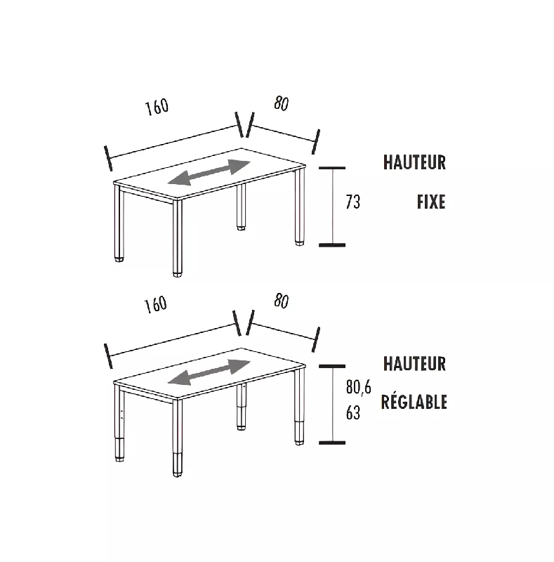 Bureau individuel avec retour So Vicar réglable en hauteur_5