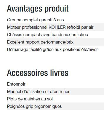 Groupe électrogène Technic 6500 E - Kohler - Puissance max 6,30 kW - 50 Hz - 230 V_5