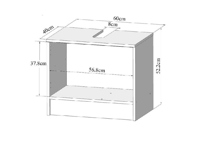 Meuble sous-vasque Riva Design blanc - 2 portes taupe - Dimensions L60 x H52 x P40 cm_5