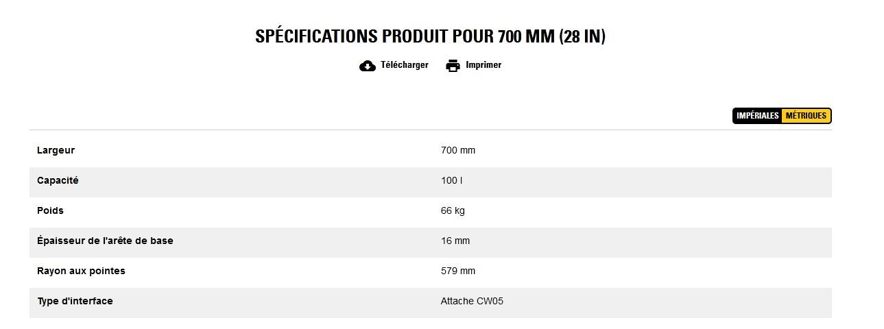 Godet d'excavation-mini-pelle - caterpillar finance france - 700 mm (28 in) - poids 66 kg_5