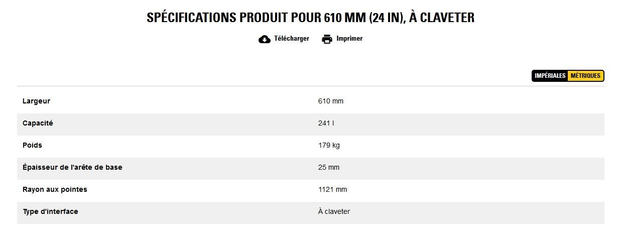 Godet d'excavation de creusement du sol - caterpillar finance france - 610 mm (24 in), à claveter - poids 179 kg_5