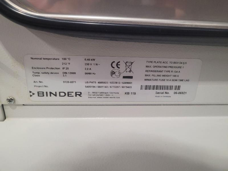 Incubateur / étuve réfrigéré BINDER KB-115 avec convection forcée 100°C_5