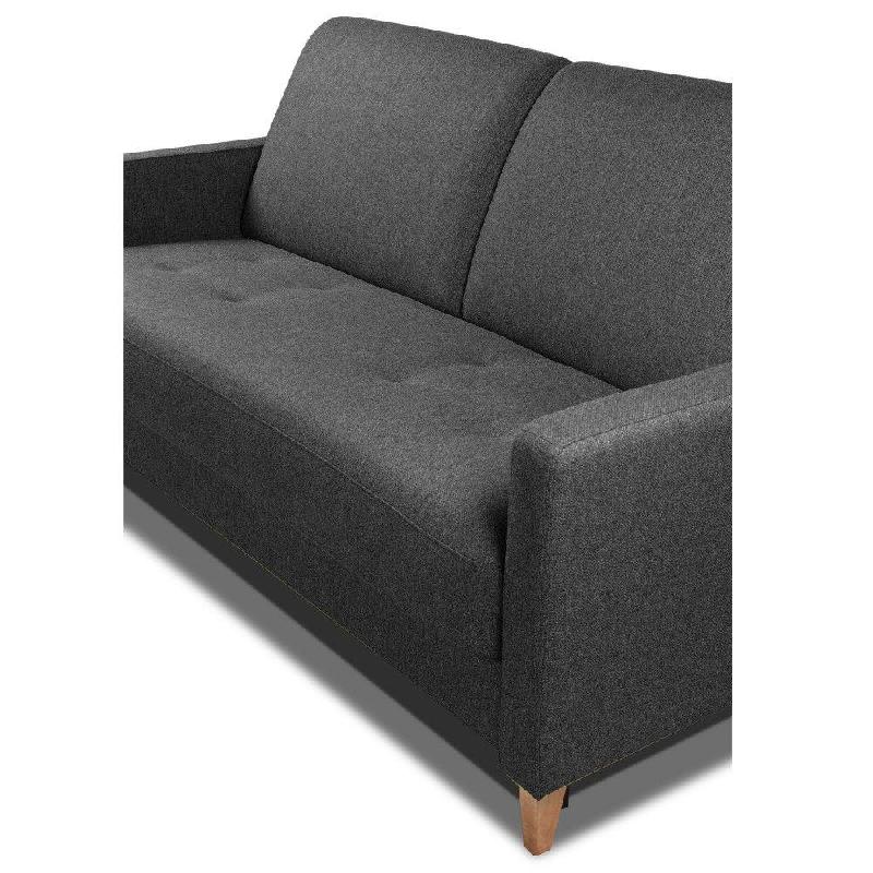 Canapé convertible OGGETTO - Matelas 16 cm - Système express - Sommier à lattes 160 cm - Velours noir - RENATONISI_5