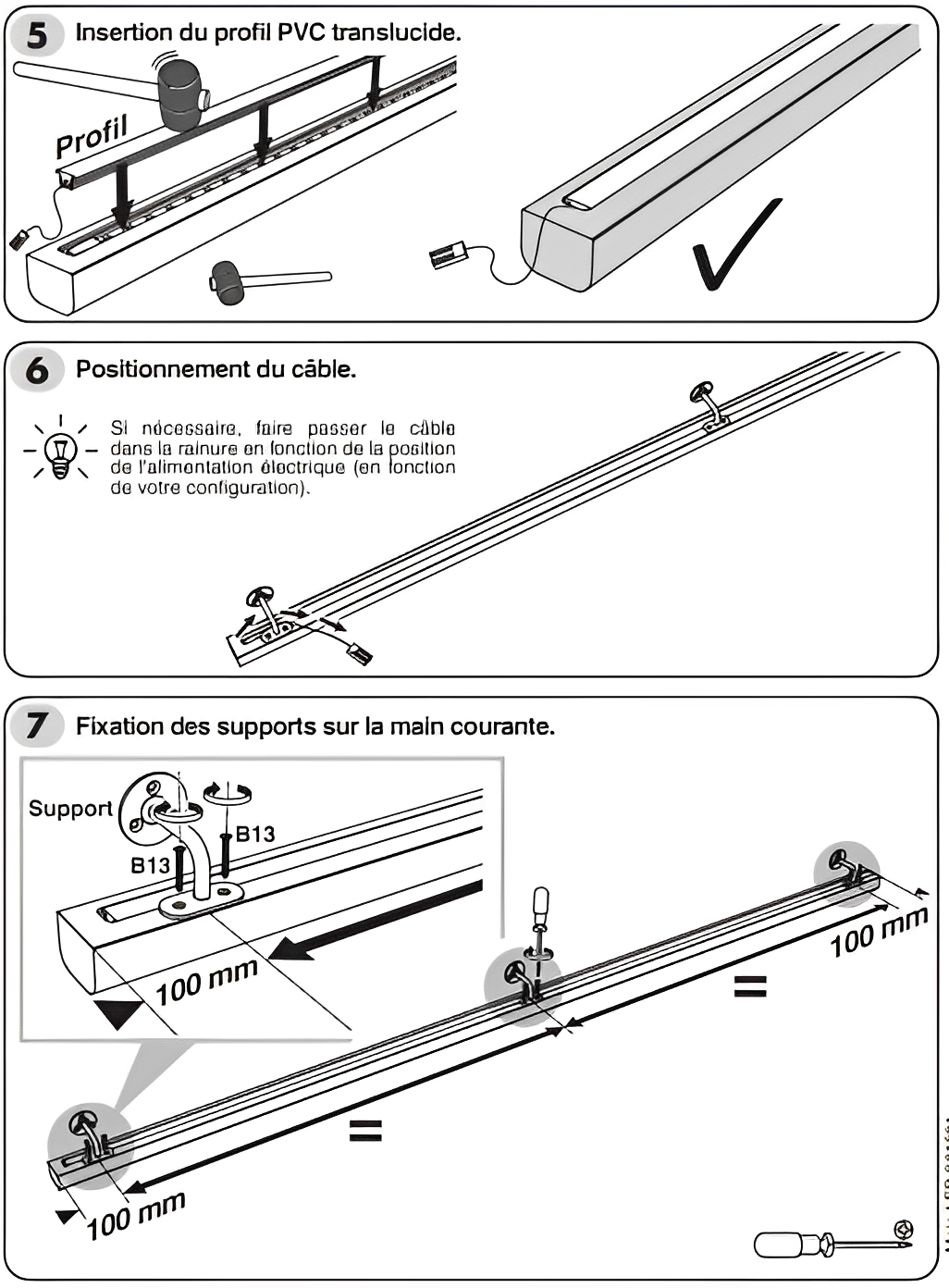 Main courante lumineuse pour usage intérieur