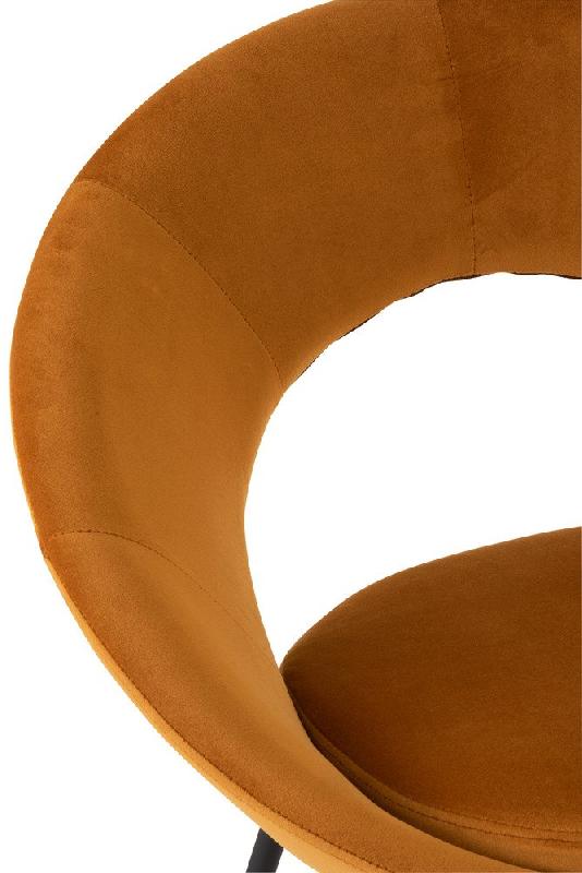 Chaise salle à manger ronde TROE avec trou - modèle rétro ocre - structure métal et tissu_5