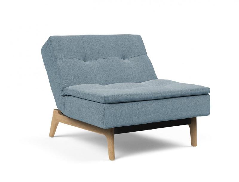 Fauteuil design Dublexo Eik convertible - Lit 90x115 cm - Pieds chêne naturel - Tissu Soft Indigo_5