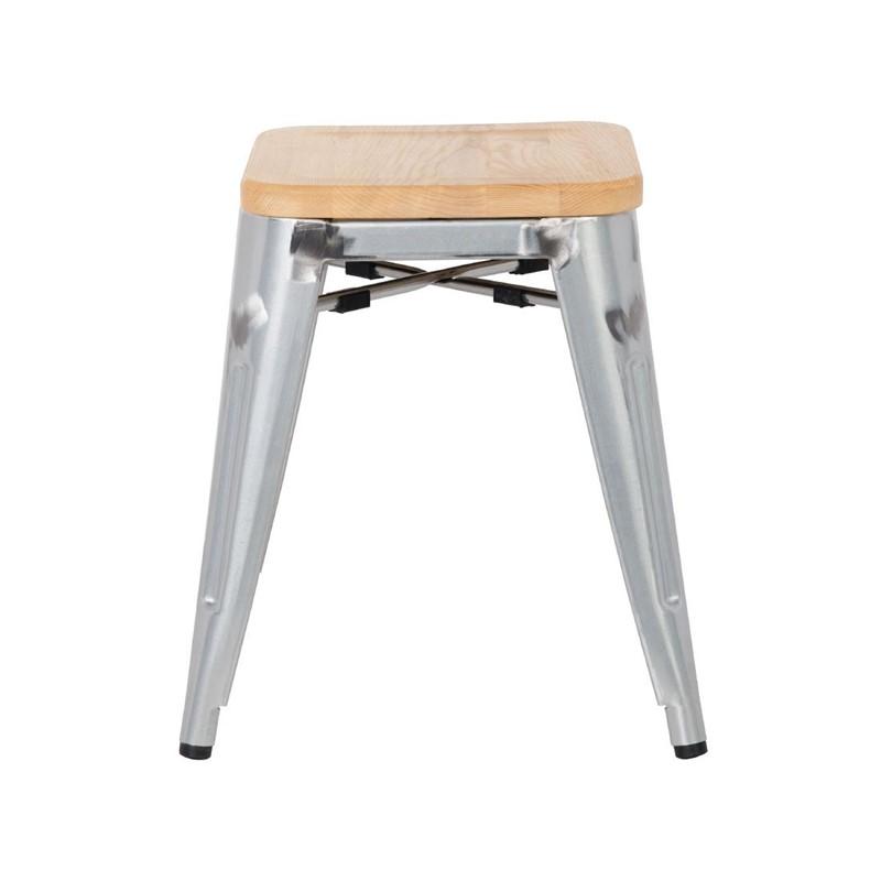 Tabourets bistro bas en acier avec assise en bois (lot de 4) | Bolero - GM634_5