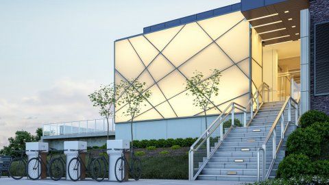 Borne de recharge pour vélos avec habillage personnalisable