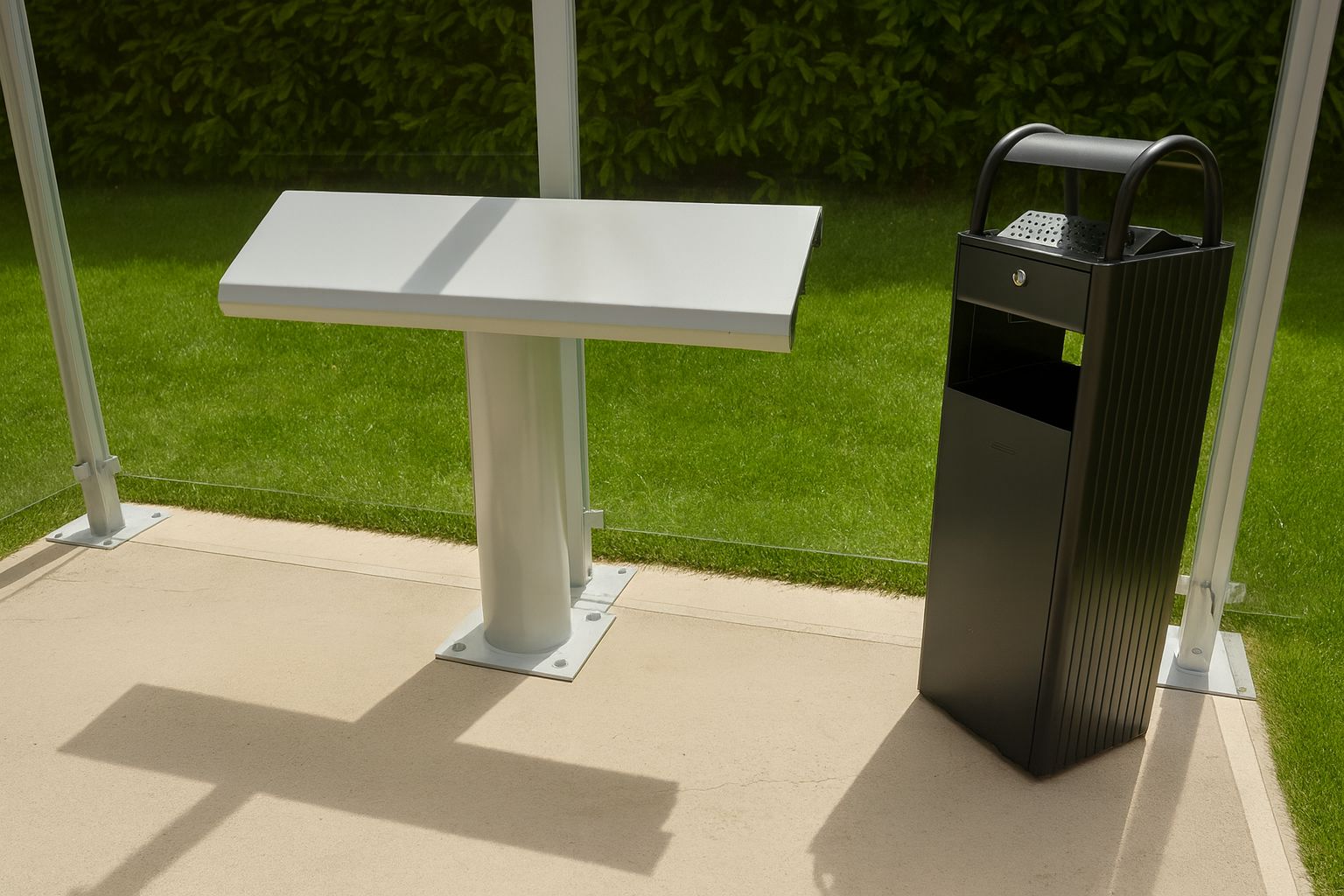 Abri fumeur métallique - 2,8 mètres - Structure en tube carré et toiture en polycarbonate_5