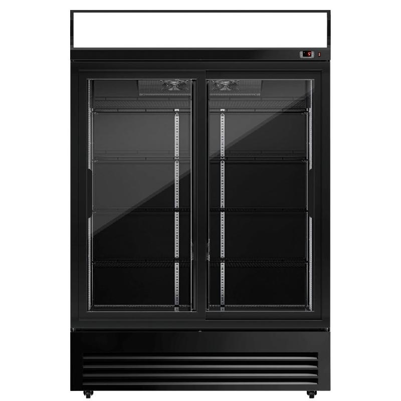 Armoire à boissons noire double portes coulissantes avec canopy - 880L_5