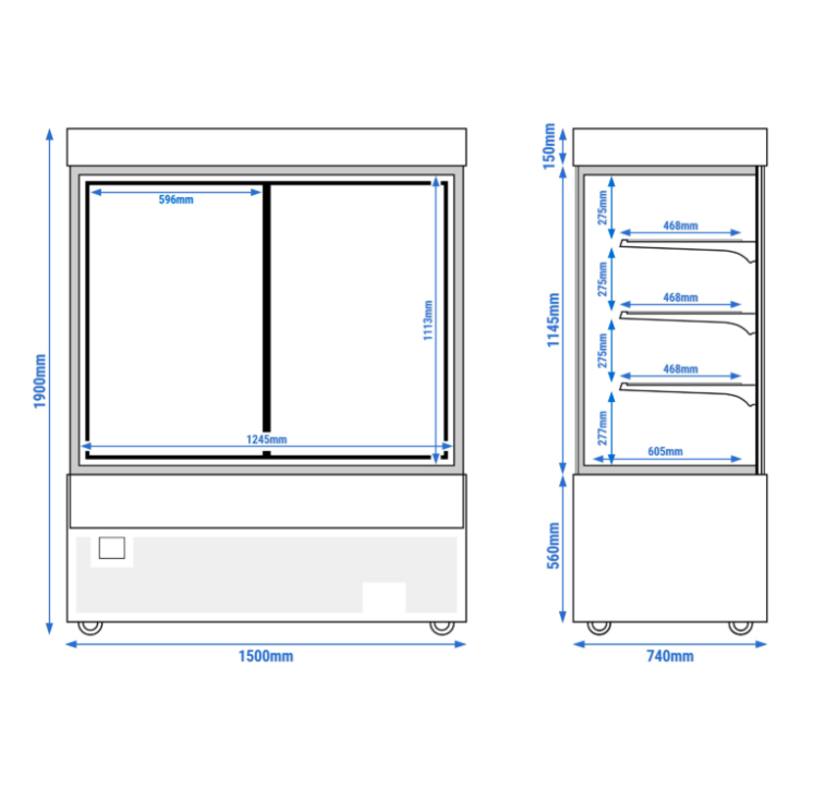 Vitrine réfrigérée 1500 mm - 1400L - double vitrage avec 3 étagères | KTG157W_5