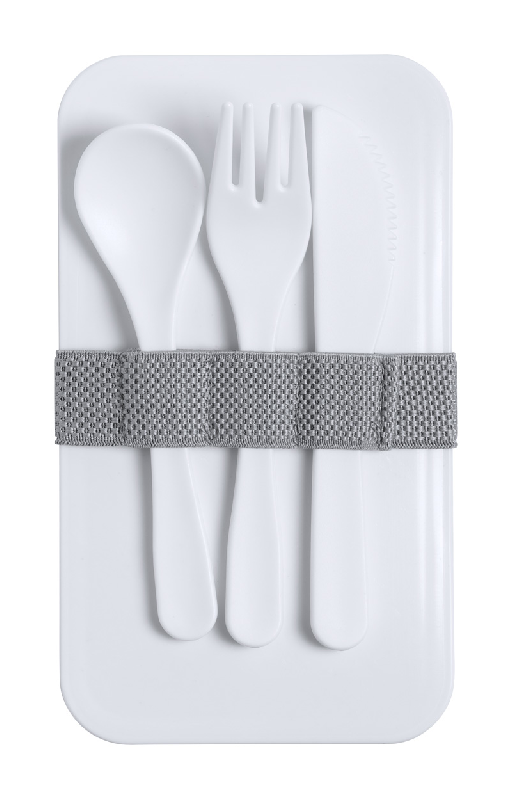 Lunch box antibactérien en plastique - 2 compartiments de 700 ml avec set de couverts et sangle élastique_5