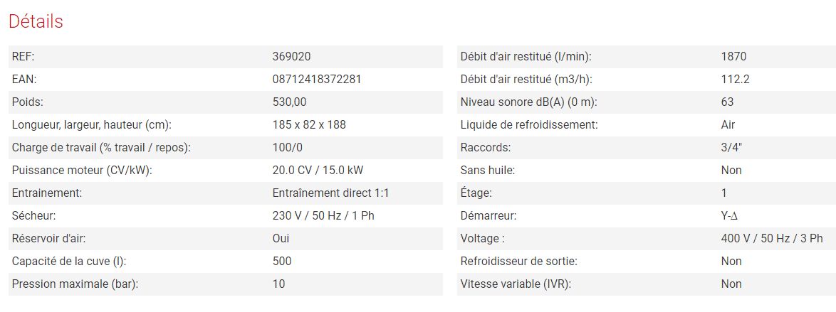 369020 - Compresseur pour sablage - Airpress - APS-X 20 Combi Dry - 10 bar - 20 CV - 1870 l/min - cuve 500 L_5