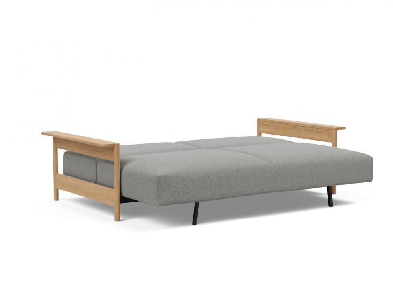 Innovation Living - Canapé design Malloy en chêne - Convertible lit 155x200 cm - Tissu bouclé Ash Grey_5