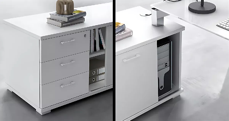 Bench vis-à-vis 2 postes piètement fermé sur 2 crédences So Martos_5