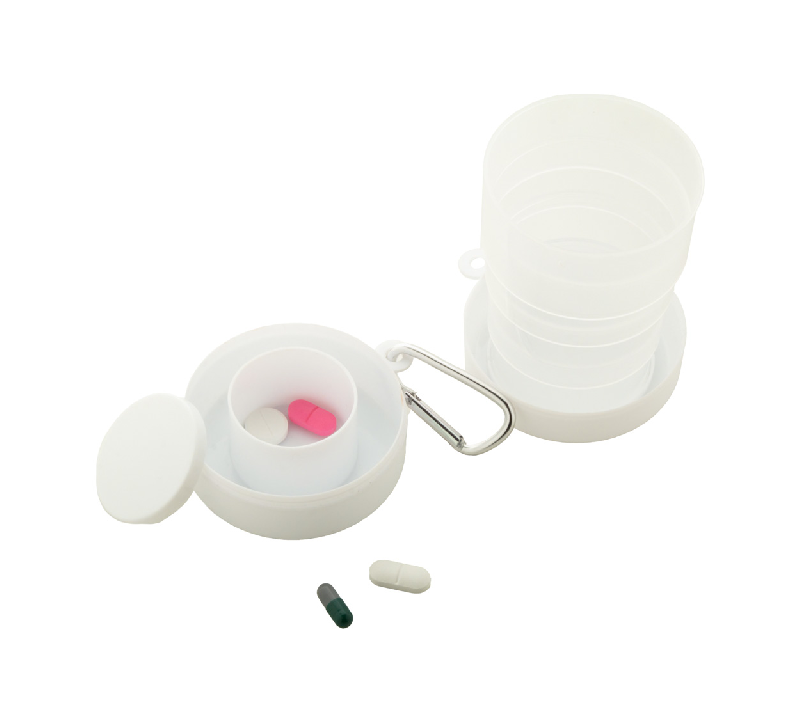 Gobelet pliable publicitaire - plastique PP recyclé - 220 ml avec pilulier et mousqueton_5
