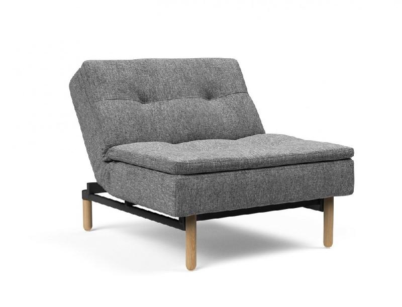 Fauteuil design Dublexo Stem convertible lit 90x115 cm - pieds obus chêne naturel - tissu Twist Charcoal_5