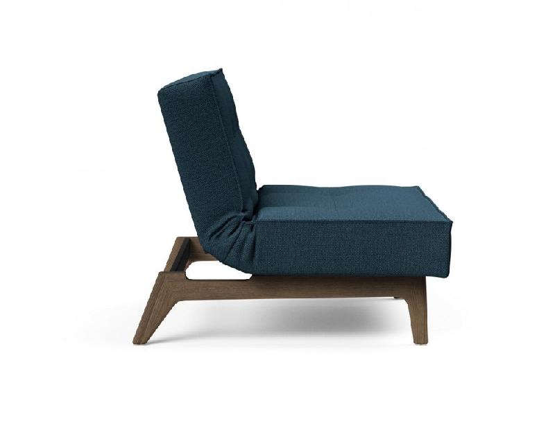 Innovation Living - Fauteuil convertible lit Splitback Eik 90 x 115 cm - pieds chêne noyer - tissu Argus Navy Blue_5