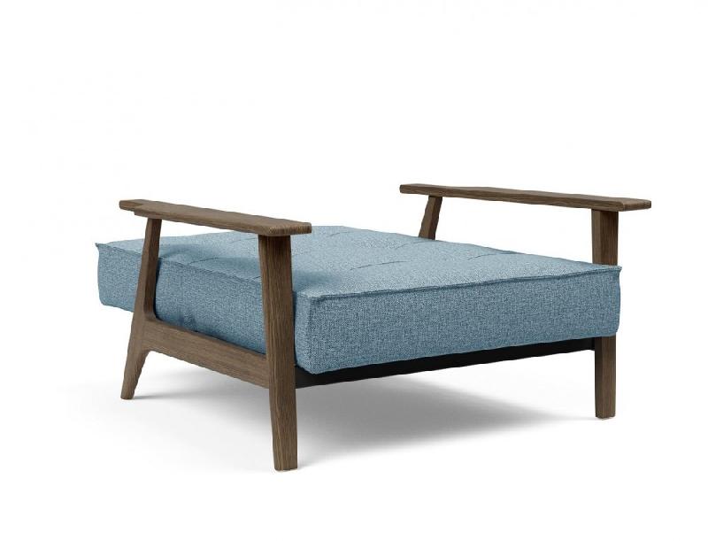 Innovation Living - Fauteuil design Splitback Frej Mixed Dance Light Blue convertible lit 90x115 cm avec accoudoirs en chêne fumé_5
