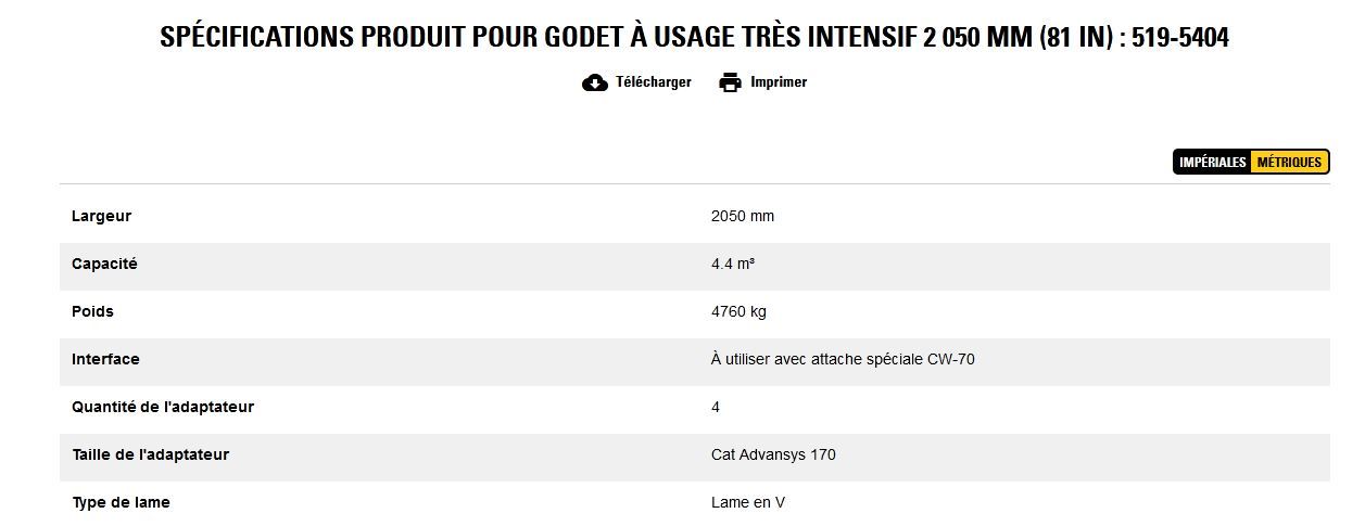 519-5404 godet d'excavation à usage très intensif - caterpillar finance france - 2 050 mm (81 in) - capacité 4.4 m³_5