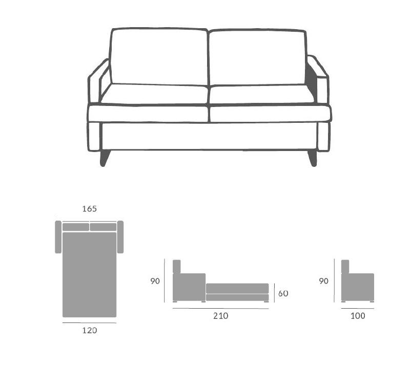 Canapé convertible express Liceo 120x190 cm - tissu personnalisable - matelas 13 cm - design contemporain_5