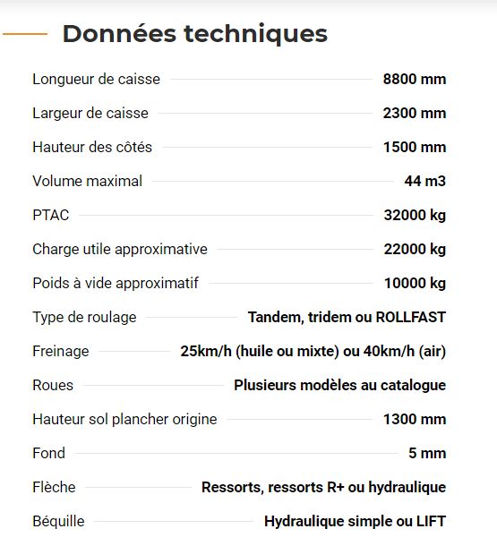 Rollspeed 8844, benne agricole avec suspension hydraulique optionnelle