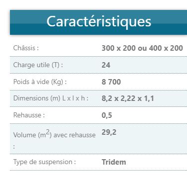 Benne agricole B240TC avec réduction du poids à vide