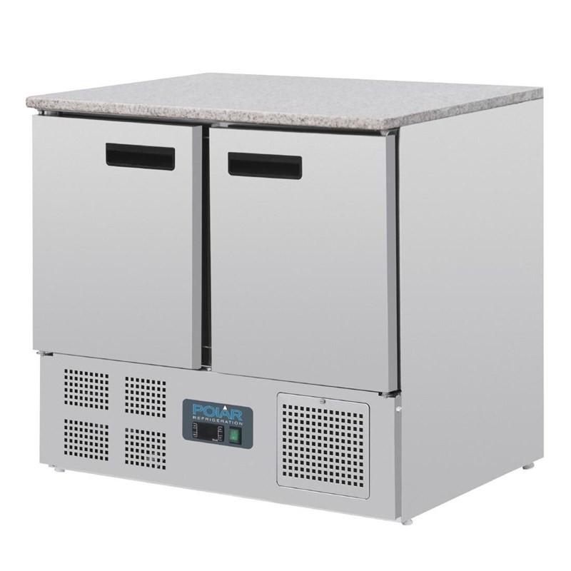 Table réfrigérée positive plan de travail en marbre Série G 2 portes 240L CL108 Polar_5
