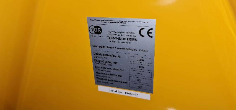 Transpalette hydraulique TOR HPT25 (540PD) - 2,5T / 1150 mm - roues PU - série XN_5