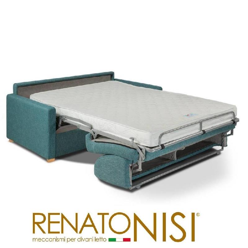 Canapé convertible express Dandy - Matelas 120 cm comfort Bultex® - Mono assise capitonnée - Tweed bleu azur_5