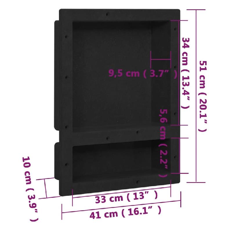 Vidaxl niche de douche avec 2 compartiments noir mat 41x51x10 cm 151397_5