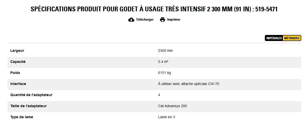 519-5471 godet d'excavation à usage très intensif - caterpillar finance france - 2 300 mm (91 in) - capacité 5.4 m³_5