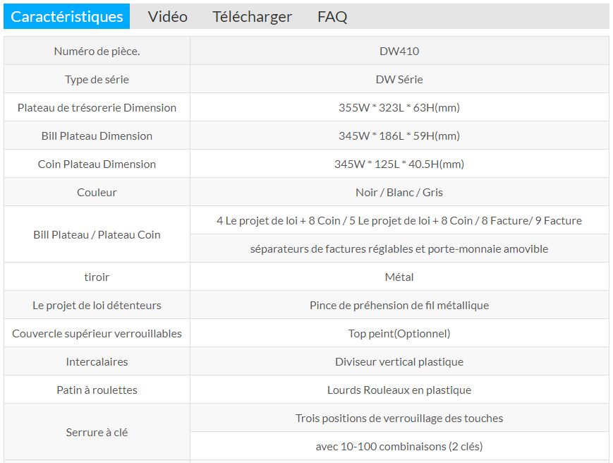 Dw410 - Tiroir-caisse Sunany - Poids brut 8.0 kg - Métal robuste avec ouverture rapide_5