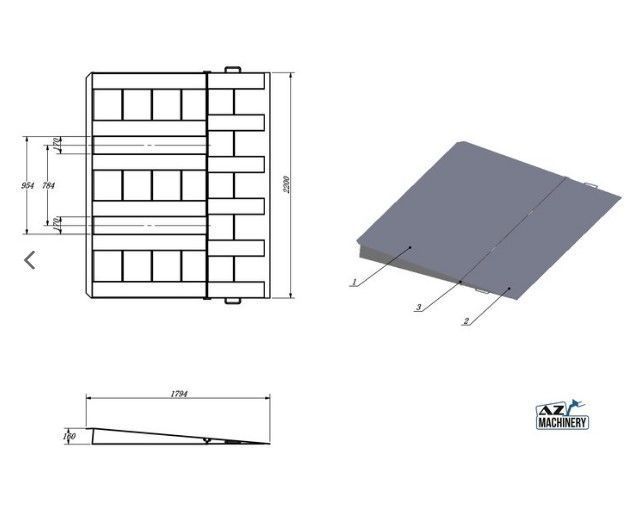 Rampe d'accès pour conteneur, avec poignées latérales et fourreaux en façade - Capacité 6.5 T - AZ RAMP HCRN-065_5
