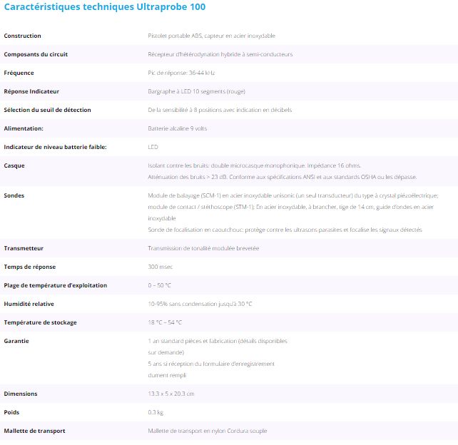 Ultraprobe 100 - Détecteur de fuite d'air comprimé - UE Systems Europe B.V. - Dimensions 13.3 x 5 x 20.3 cm - 8 positions de sensibilité et afficheur LED_5