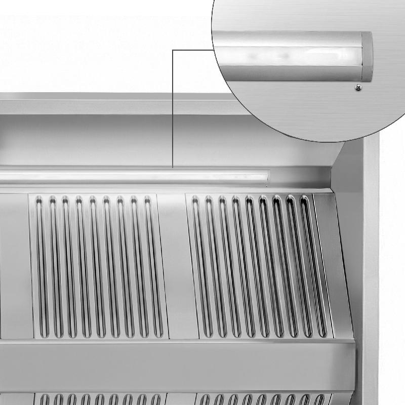 Hottes de plafond inox statiques - avec lampe et filtres - Profondeur 1m30 - 3600_5