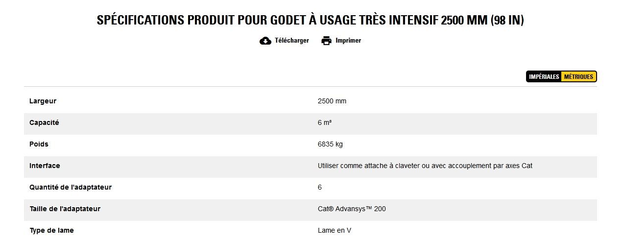 Godet d'excavation à usage très intensif - caterpillar finance france - 2500 mm (98 in) - capacité 6 m³_5