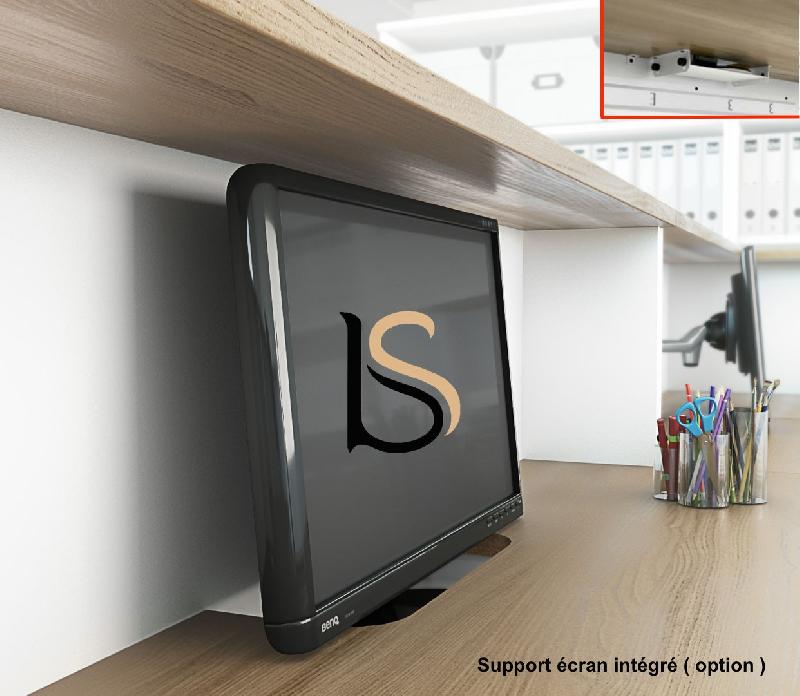 Banque d'accueil modulable - Mobel Linea - 204, Blanc mat, Acacia foncé, Non_5