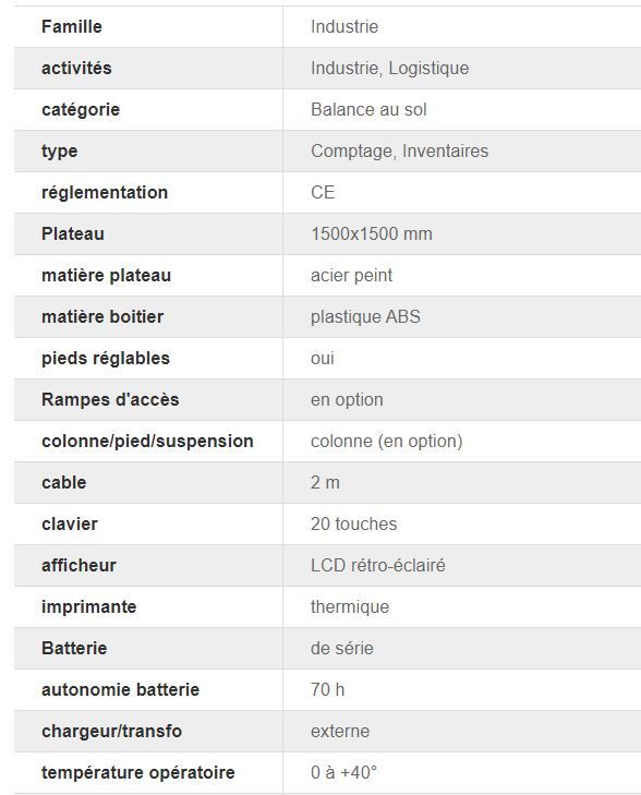 Tf-1515-tcp - Grande balance compteuse Milliot - portée max. 3t, plateau 1500x1500 mm, imprimante thermique_5