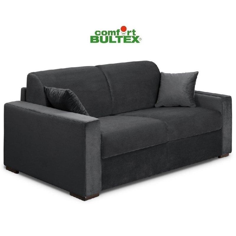 Canapé convertible express VOLOUTO - Matelas comfort BULTEX® 16cm - Sommier à lattes RENATONISI - Velours gris graphite 120cm_5