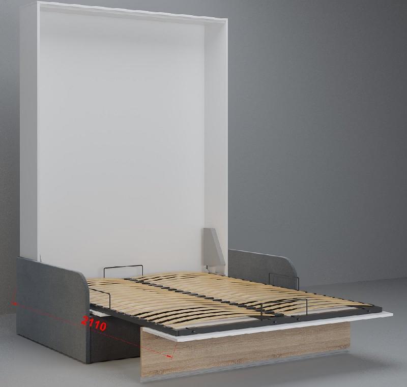 Armoire lit escamotable Bermudes Sofa blanc avec bandeau gris et canapé gris - 160x200 cm_5