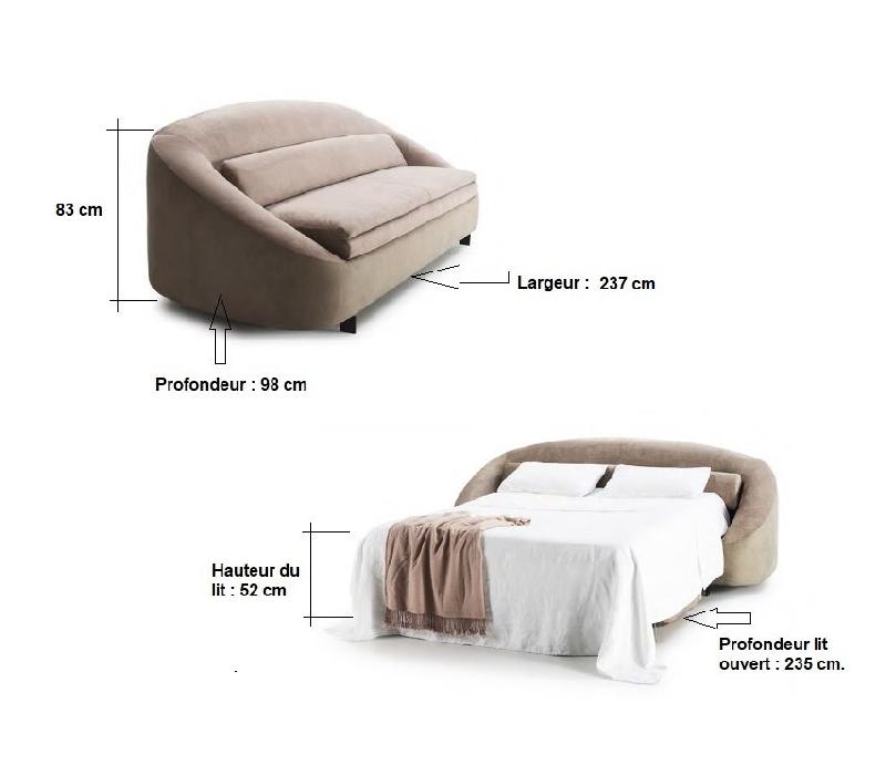 Canapé convertible Cachette 160x190 cm - tissu personnalisable - design contemporain et mécanique 3 plis_5