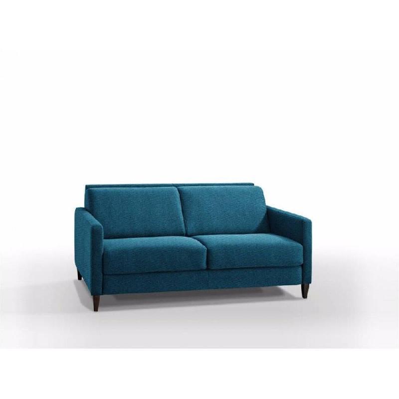 Canapé convertible express OSLO - Velours bleu turquoise - Couchage 140x197 cm - Matelas 16 cm inclus_5