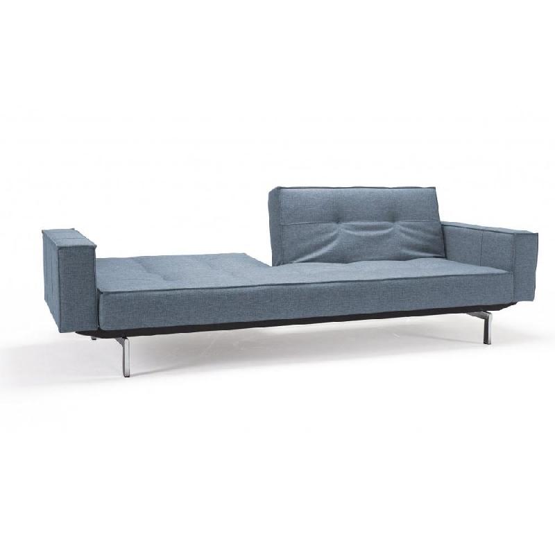 Innovation Living - Canapé convertible Splitback Chrome avec accoudoirs - Lit 115x210 cm - Tissu Mixed Dance Blue_5