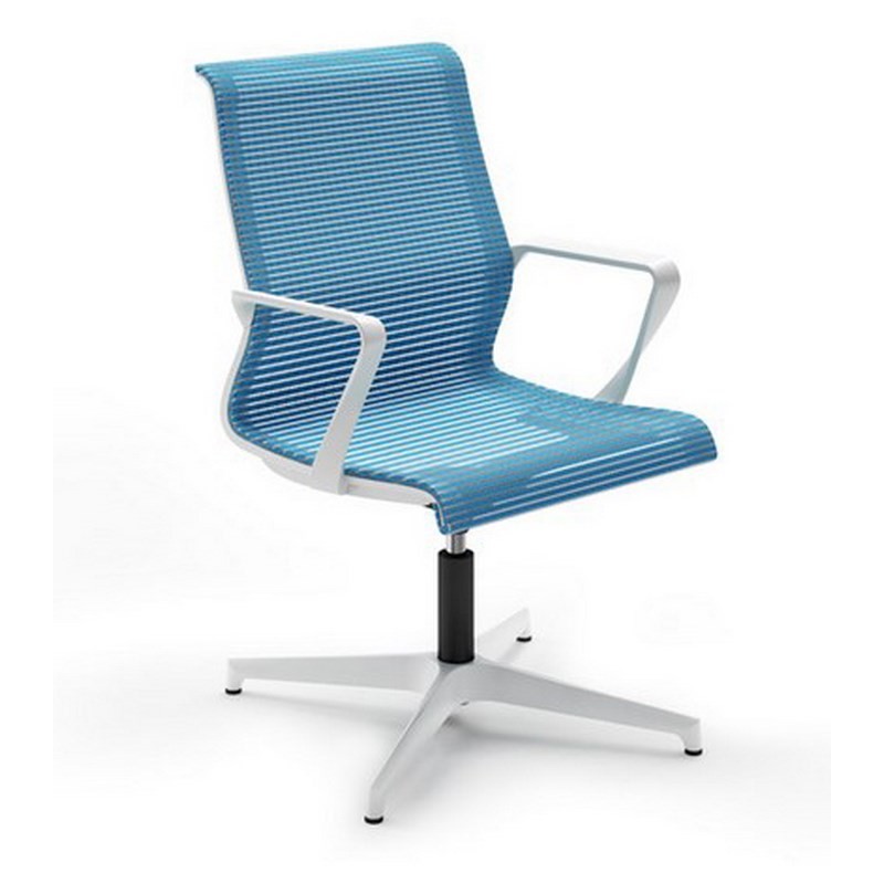 Fauteuil direction Dinamica - haut dossier, structure en nylon blanche ou noire, assise et dossier en résille_5