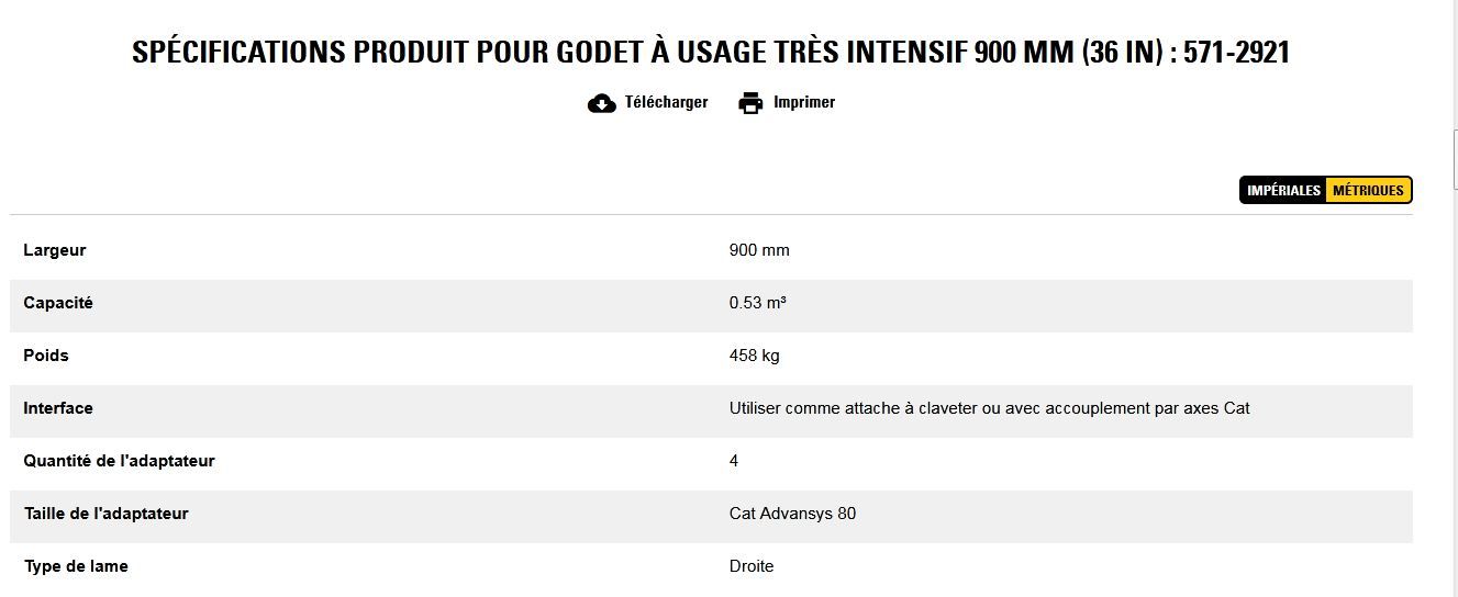 571-2921 godet d'excavation à usage très intensif - caterpillar finance france - 900 mm (36 in) - capacité 0.53 m³_5