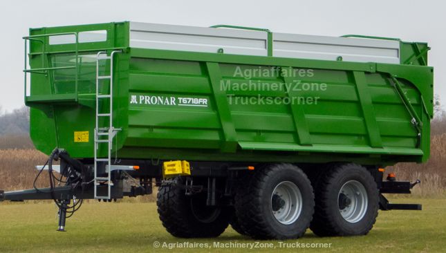 Benne agricole monocoque avec porte hydraulique essieu suiveur - PRONAR T6718FR_5