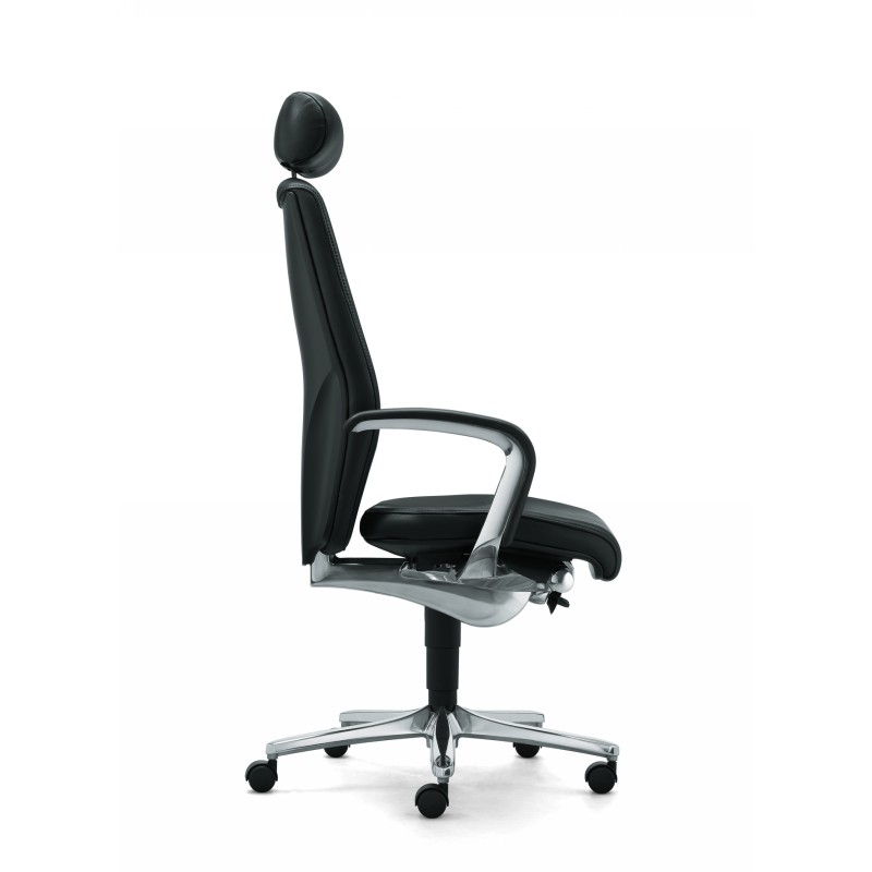 Fauteuil de direction Giroflex 64 Manager - haut dossier en cuir avec appuie-tête et mécanisme synchrone Organicmove_5
