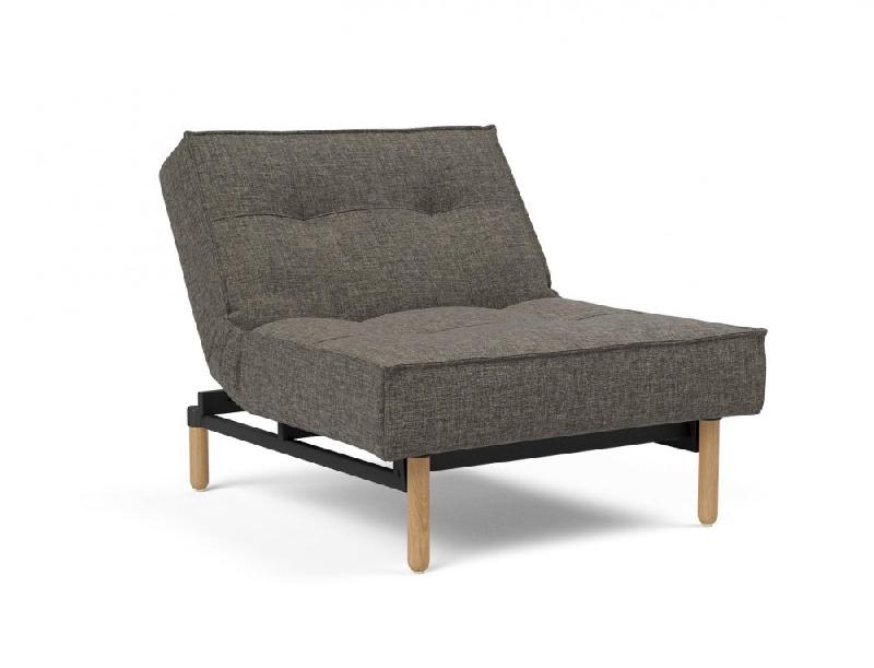 Innovation Living - Fauteuil-lit convertible Splitback Stem 90x115 cm - Pieds obus chêne naturel - Tissu Flashtex Dark Grey_5